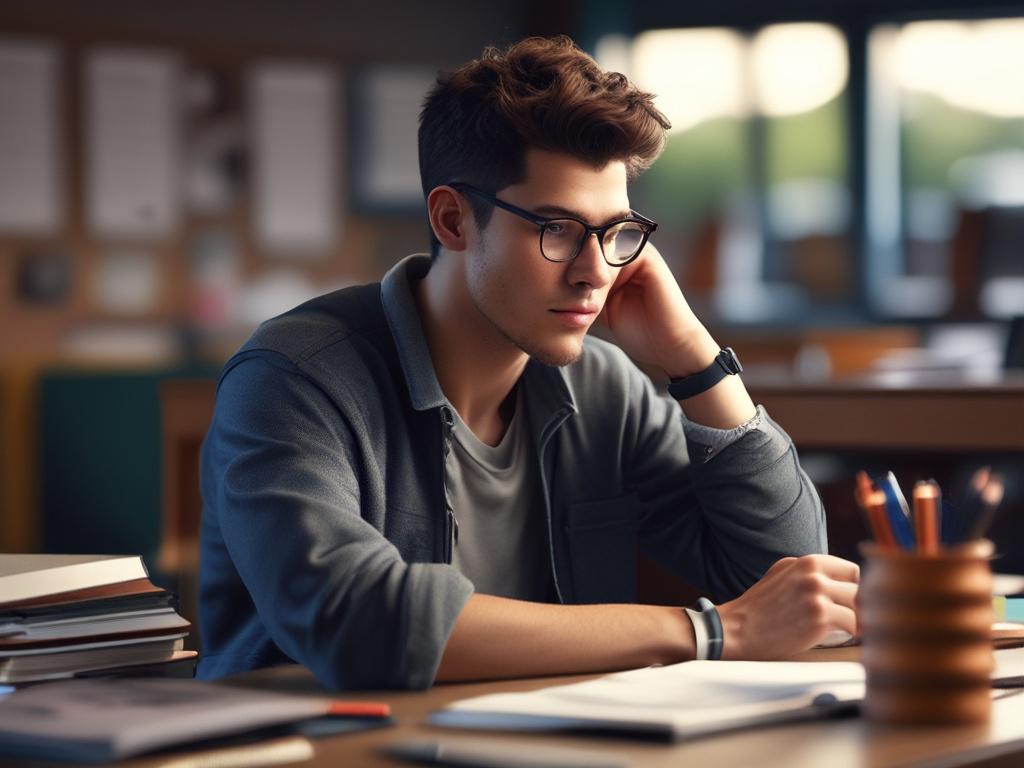 A close up shot of a student sitting at a